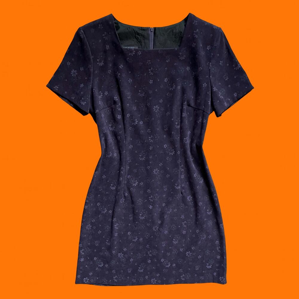 90's vintage dark purple floral whimisgoth grunge mini dress Size 12P